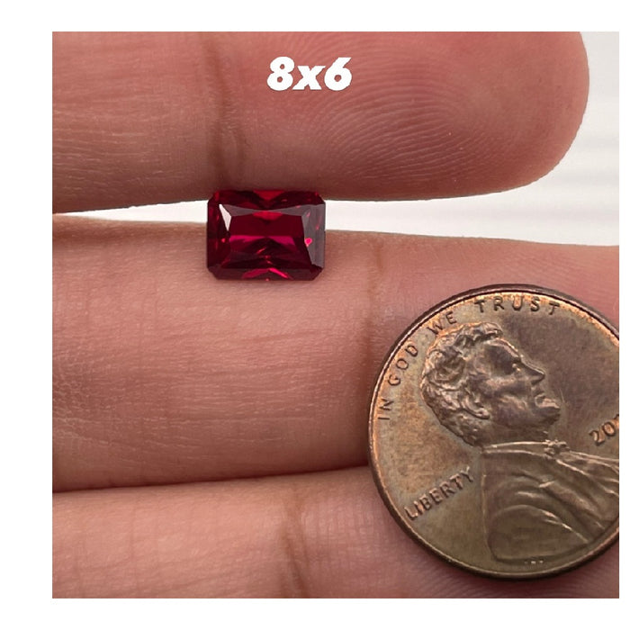 Synthetic Ruby Emerald Radiant Cut