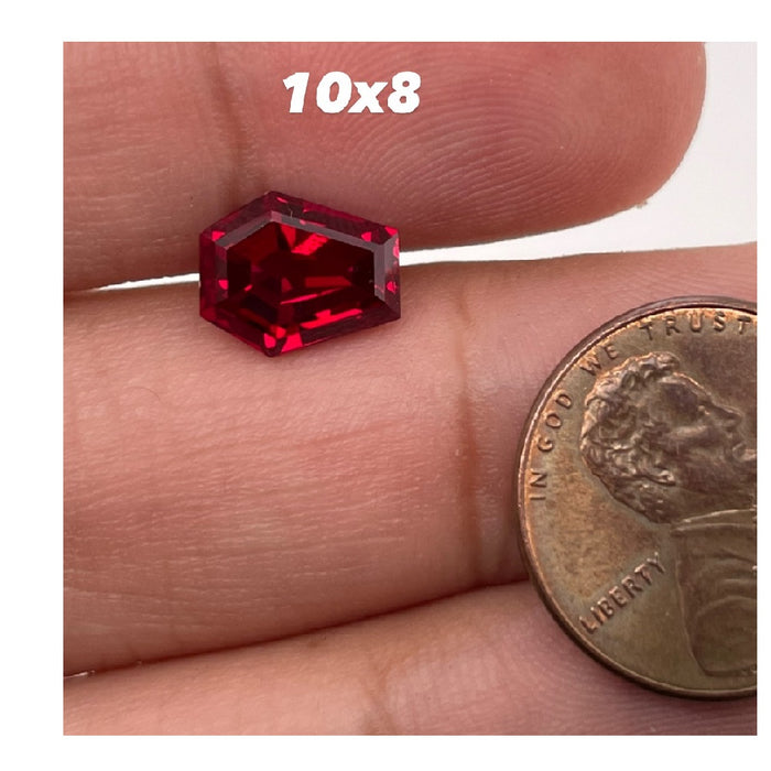 Synthetic Ruby Coffin Cut