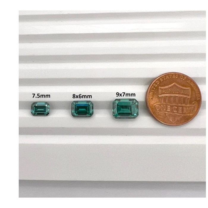 Lab Grown Green Moissanite Emerald Cut Eye Clean Quality DEF Color Available in 7x5MM-10x8MM