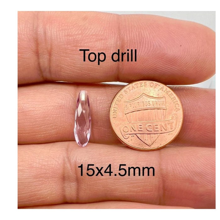 Loose Amethyst Pear Shape Briolette Top Drill Only 15x4.5MM-22x5MM