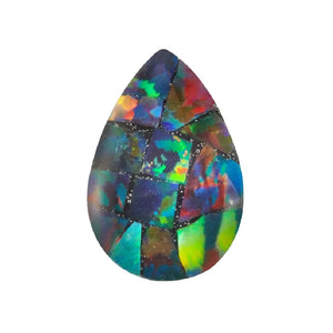 Lab Created Loose Pear Cabochon Mosaic Opal