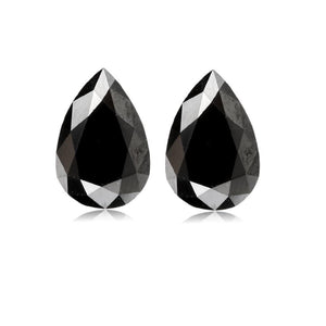 5.94 Cts Pair Treated Fancy Black Diamond AAA Quality Pear Cut