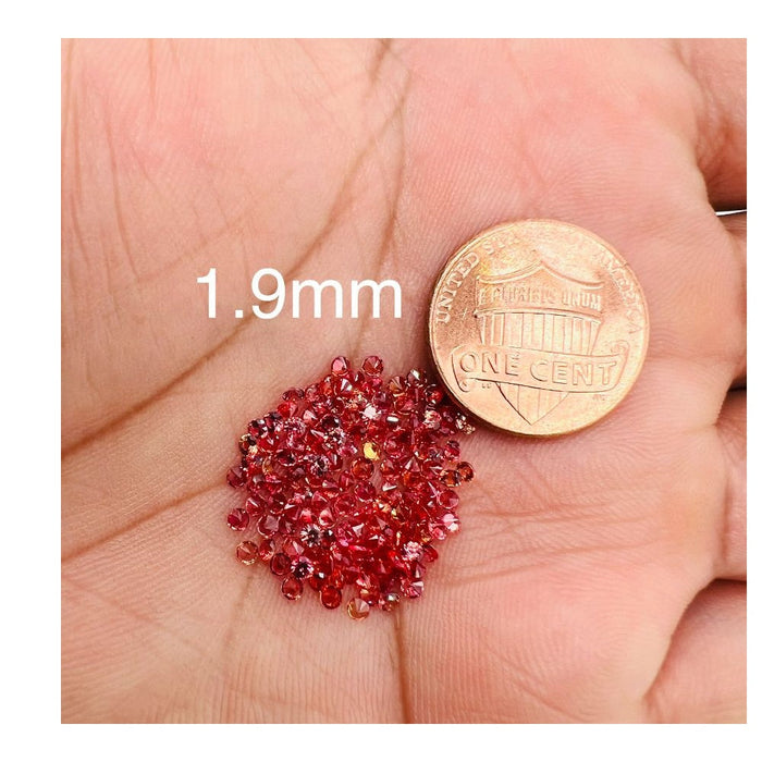 Loose Orange Reddish Sapphires Small Round Diamond Cut Parcels 1.90MM - 2.00MM