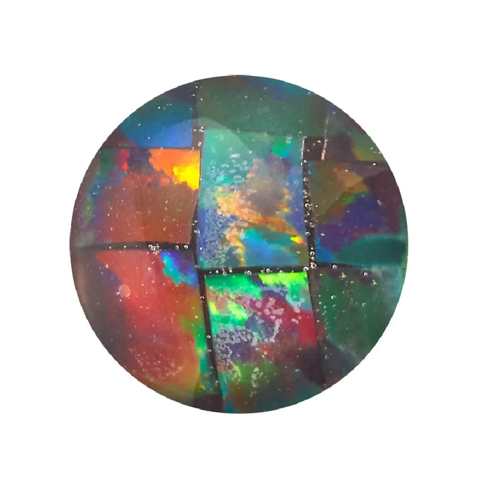 Lab Created Round Cabochon Mosaic Opal