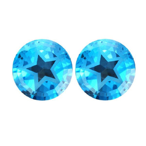 Swiss Blue Topaz Round Texas Star Cut