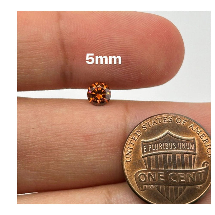 Sweet Orange Moissanite 5mm Round - Sparkling Gem for Unique Designs