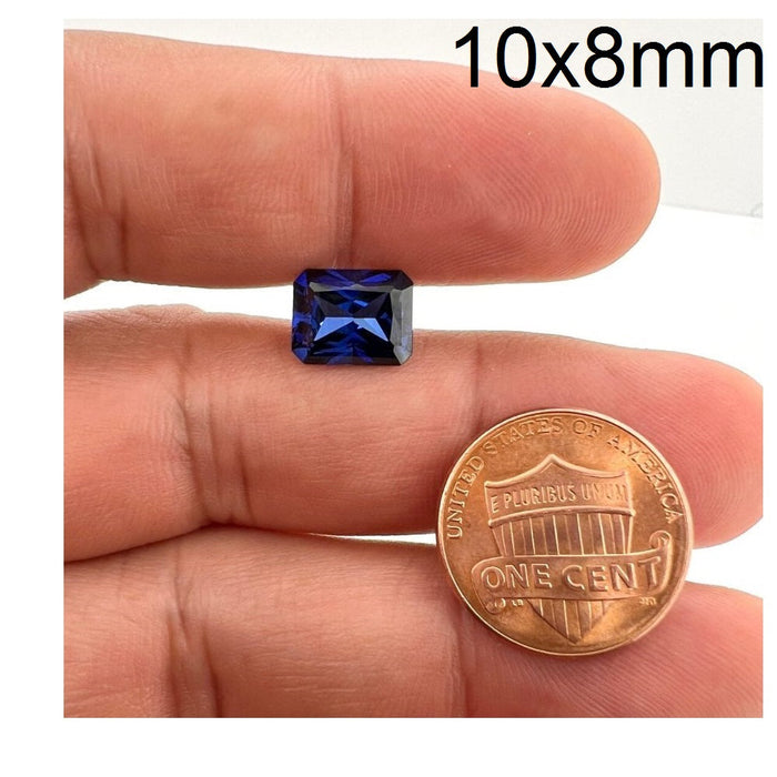 Synthetic Blue Sapphire Emerald-Cut Radiant Shape