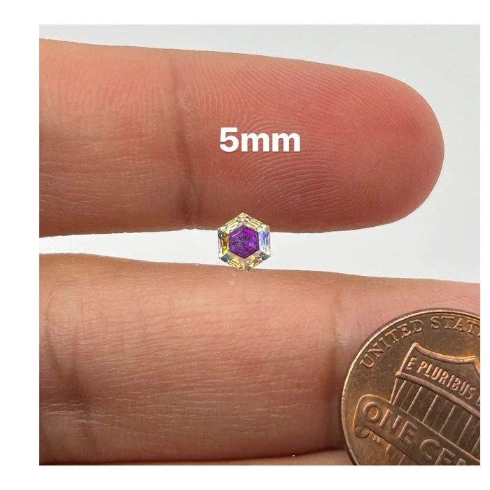 Loose Rainbow / AB Color Coated Moissanite - Hexagon Shape, Sizes 5mm-7mm, Brilliant Sparkle for Distinctive Jewelry