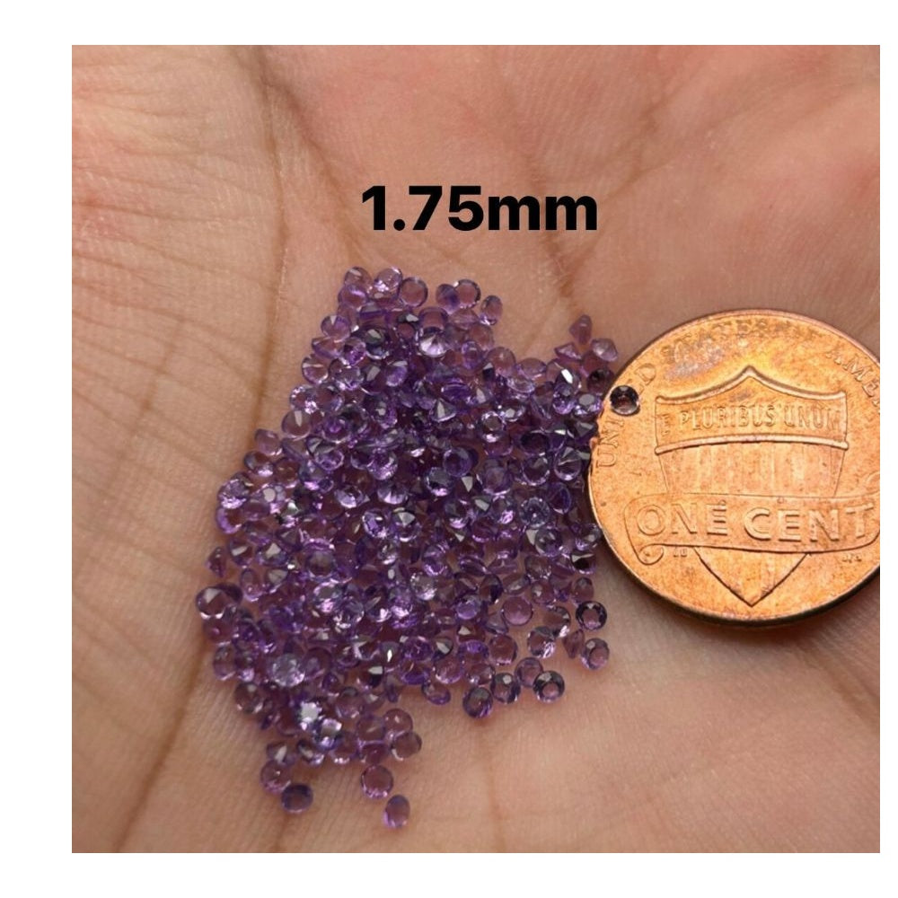 Bulk Natural Amethyst Gemstones AAA Quality Loose Small Parcels 50pcs and 100pcs Options 1.25mm - 3mm Sizes