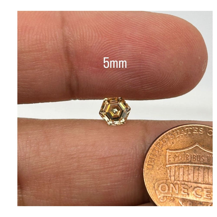Lab Grown Hexagon Champagne Moissanite