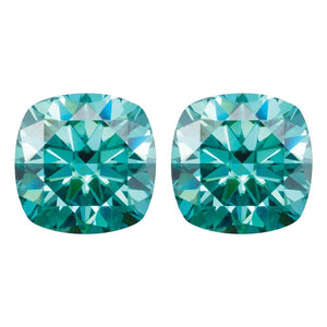 Lab Created Cushion Teal Moissanite