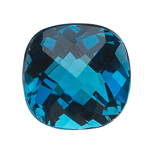 London Blue Topaz Cushion Checkered Cut