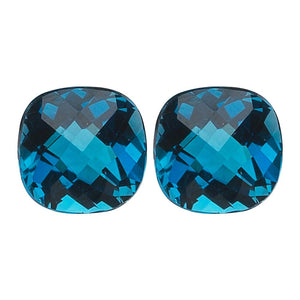 London Blue Topaz Cushion Checkered Cut