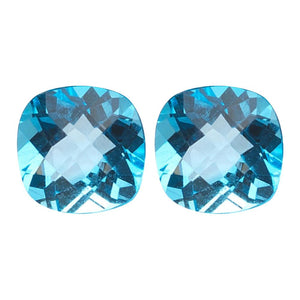 Swiss Blue Topaz Cushion Checkered Cut