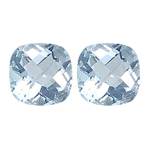 Natural Aquamarine Cushion Checkered Cut - (Squarish)