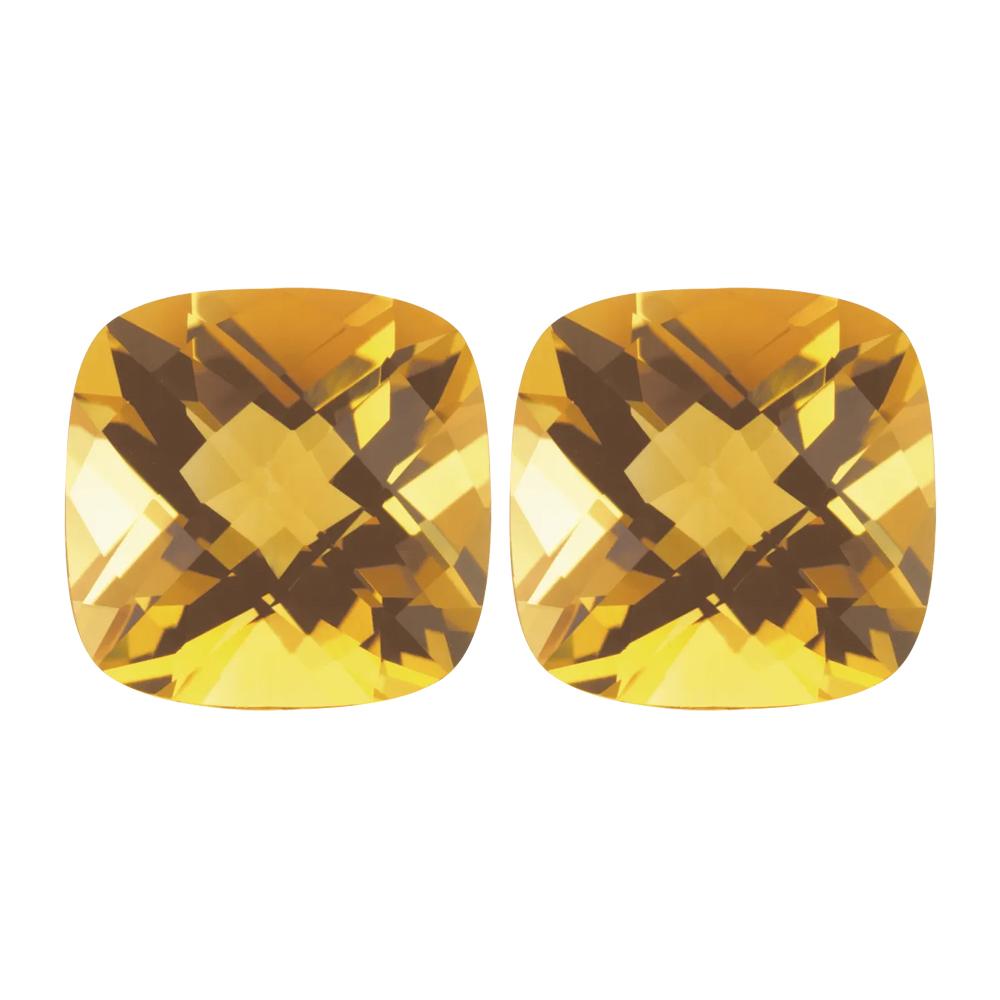 Natural Yellow Citrine Cushion Double Sided Checkerboard Cut