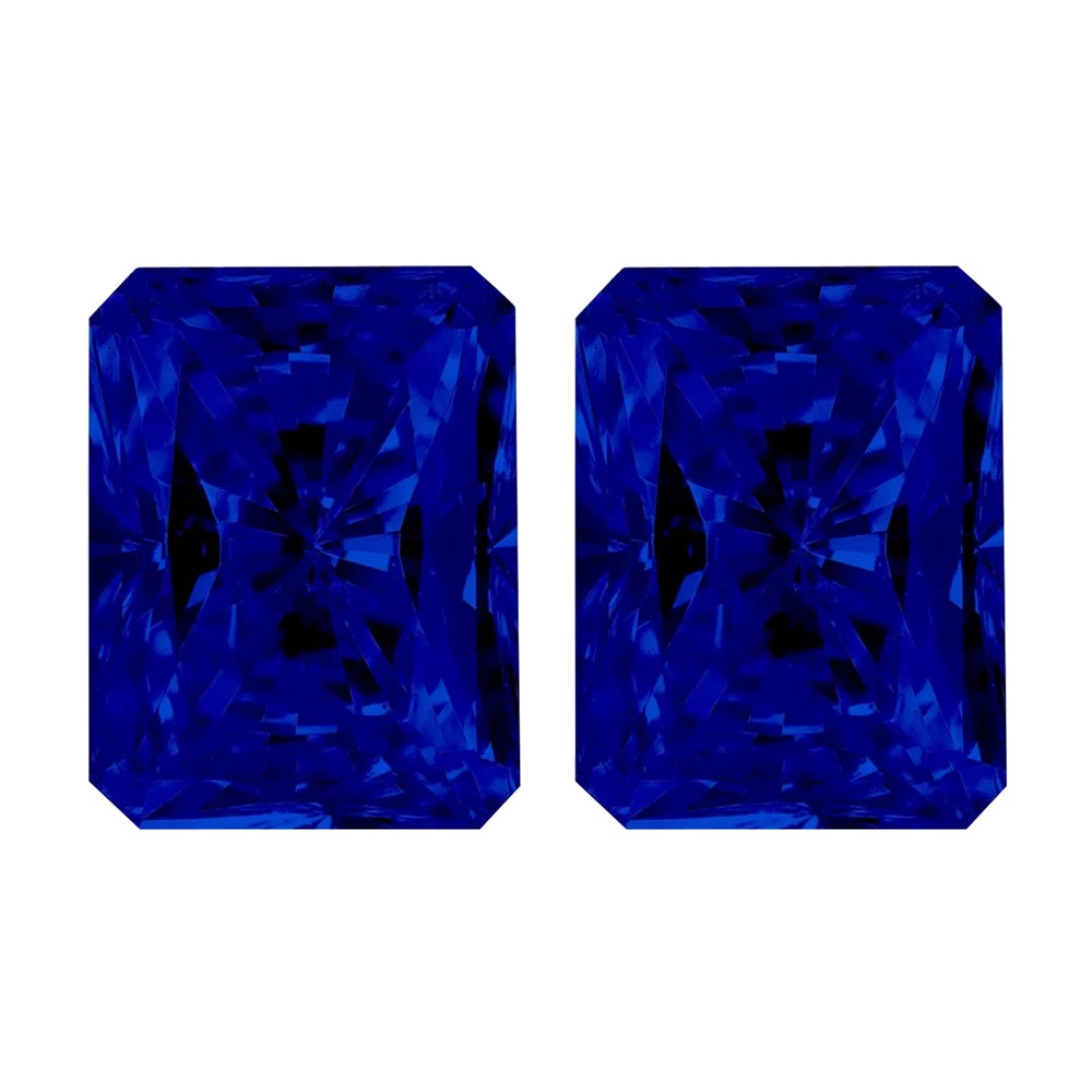 Synthetic Blue Sapphire Emerald-Cut Radiant Shape