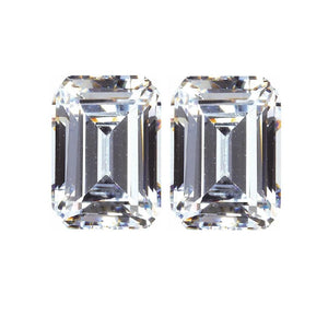 Lab Created Emerald Step Cut White Cubic Zirconia