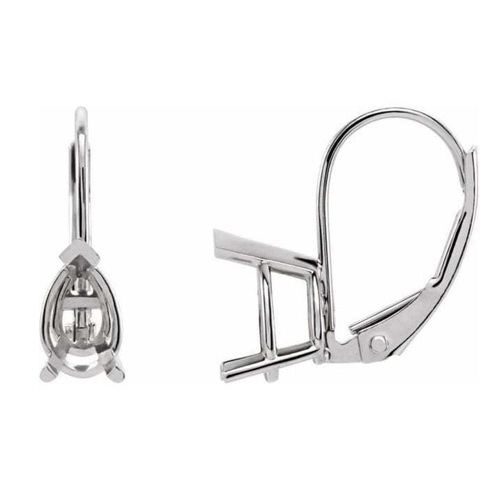 14K Gold Pear 3-Prong Wire Basket Lever Back Earring Mounting Available in 7x5mm - 9x6mm