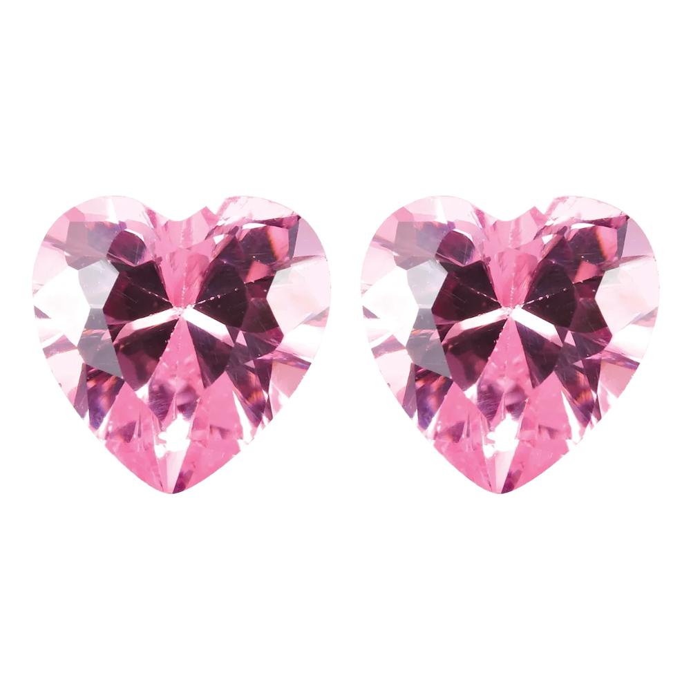 Lab Created Heart Pink Cubic Zirconia