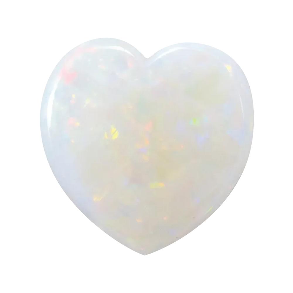 Natural White Australian Opal Heart Cabochon Cut