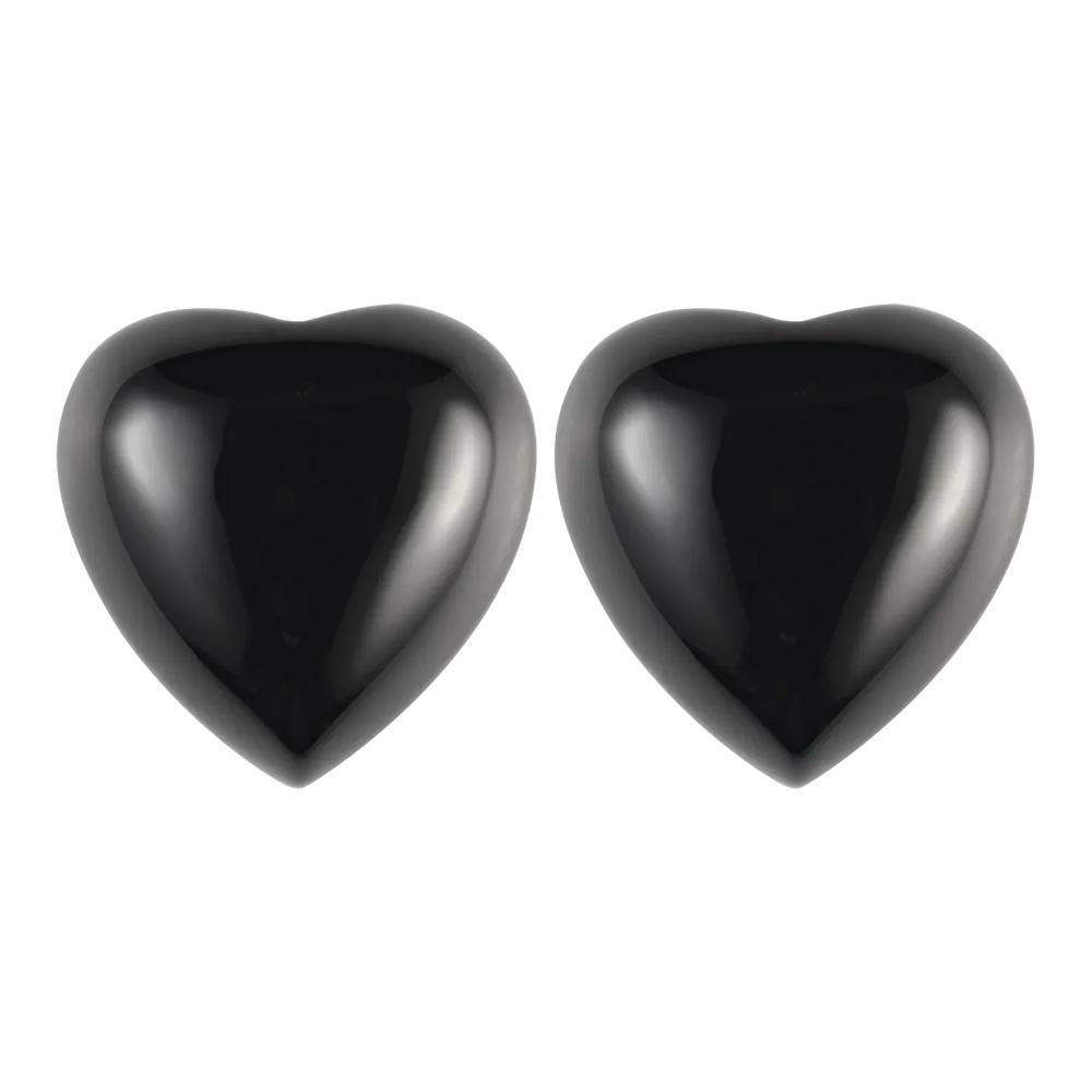 Natural Loose Heart Cabochon Black Onyx