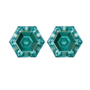 Lab Created Hexagon Teal Moissanite