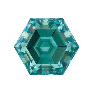 Lab Created Hexagon Teal Moissanite