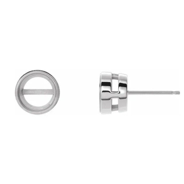 14K Gold Round Tapered Bezel-Set Earring Mounting Available in 3mm - 6.5mm