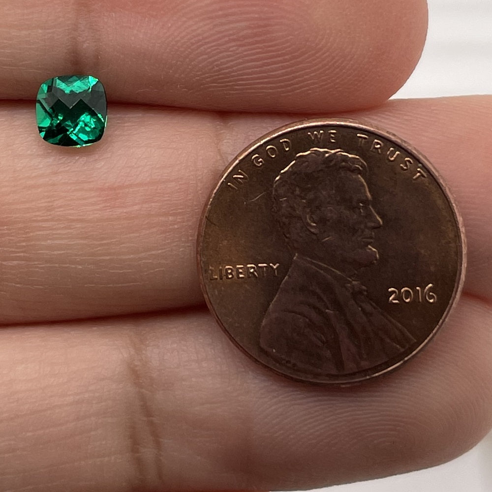 Lab Created Emerald Cushion-Checkered Cut - (Squarish)