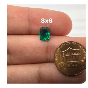 Lab Created Emerald Elongated Cushion Concave Cut 8x6mm