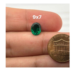 Lab-Created Emerald 8x6mm-10x8mm Loose Oval Concave Cut - Sabrina Created Gemstone - Precision Cut - Jewelry Making Supplies