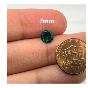 Lab-Created Emerald 6.5mm-8mm Loose Round Concave Cut - Sabrina Created Gemstone - Precision Cut - Jewelry Making Supplies