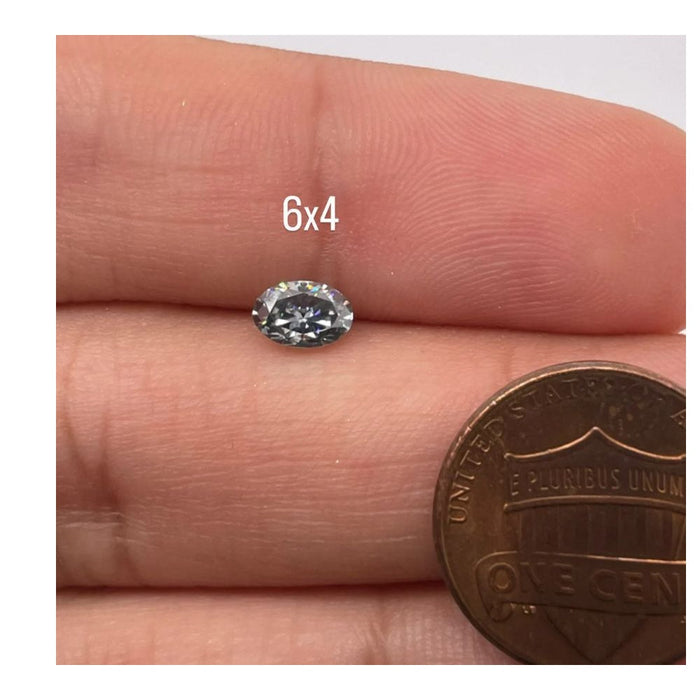 Lab Grown Grey Moissanite Oval Shape DEF Color