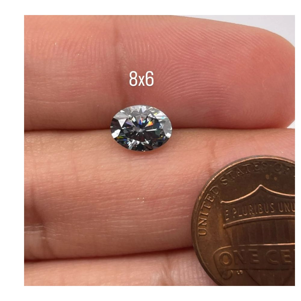 Lab Grown Grey Moissanite Oval Cut Eye Clean Quality DEF Color Available in 6x4MM 9x7MM