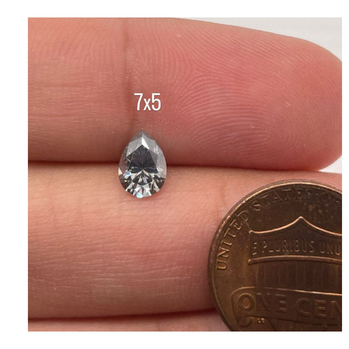 Lab Grown Grey Moissanite Pear Shape DEF Color