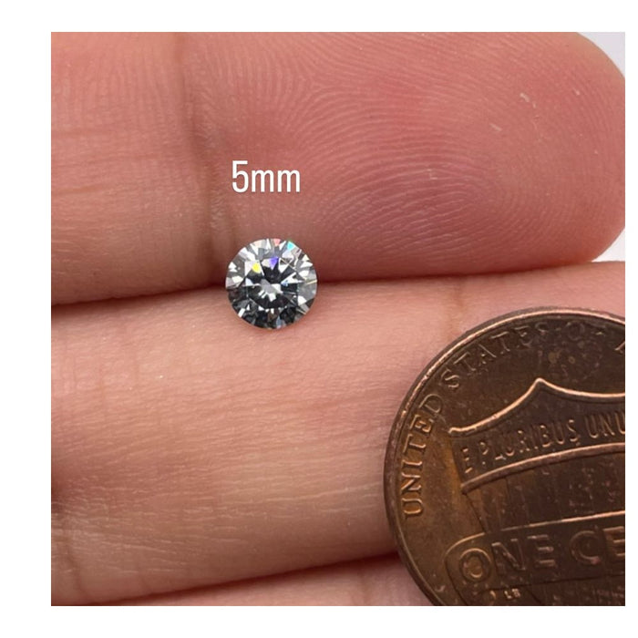 Lab Grown Grey Moissanite Round Diamond Cut DEF Color