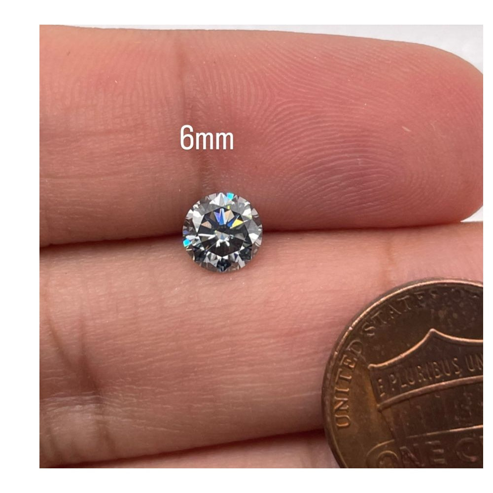 Lab Grown Grey Moissanite Round Diamond Cut DEF Color