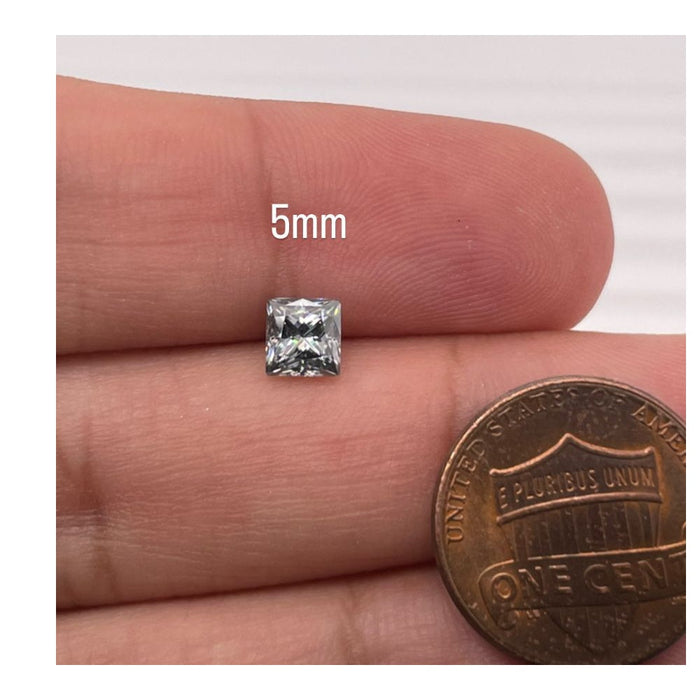 Lab Grown Grey Moissanite Square Princess Cut DEF Color