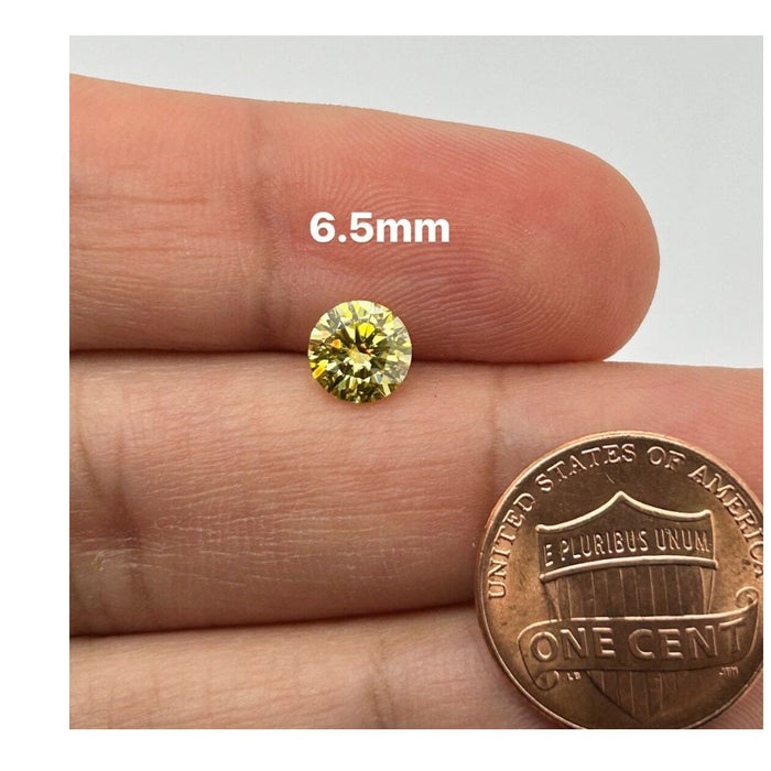 Lemon Yellow Loose Moissanite - 6.5mm Round Diamond Cut
