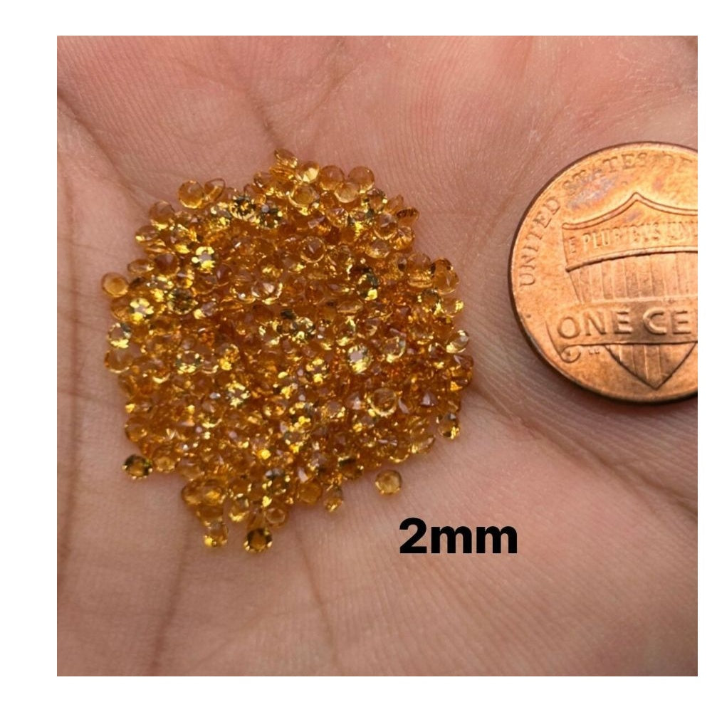 Loose Round Citrine Gems AAA Quality Sizes 1mm to 2mm 100 pcs - 50 pcs Parcels