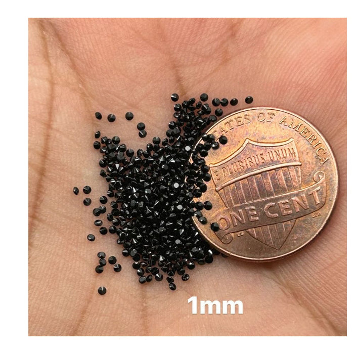 Loose Round Cut Black Spinel Parcel Each Size 1MM-3MM