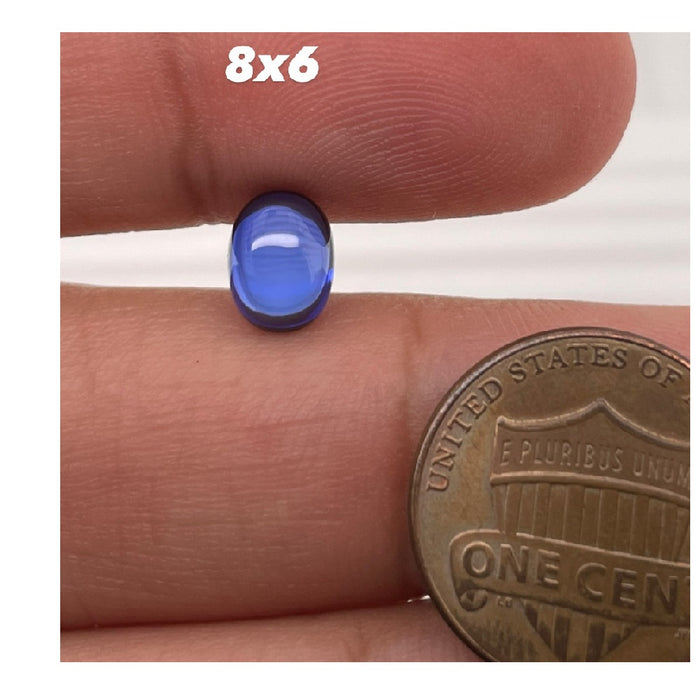Synthetic Blue Sapphire Oval Cabochon Cut