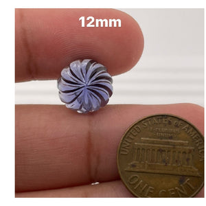 Natural Iolite Carvings - For Jewelry Making - Hand Carved - 12mm Round-Carvings Gemstone