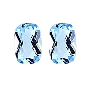 Cushion Checkered Loose Sky Blue Topaz - (Elongated)