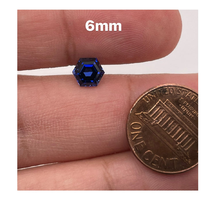 Synthetic Blue Sapphire Hexagon Cut