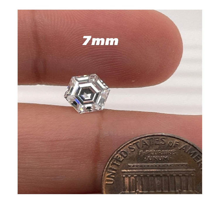 Lab Created DEF Color Hexagon Cut White Moissanite