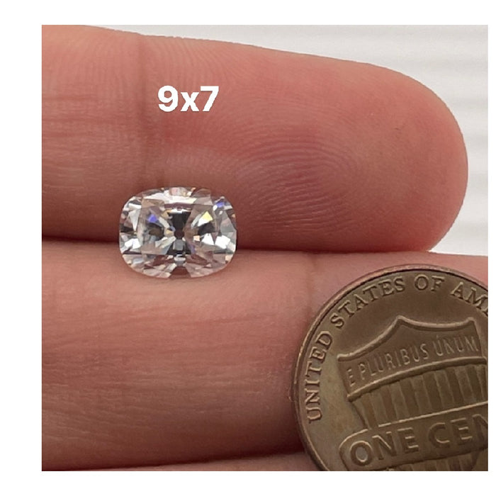 Lab Created DEF Color Cushion Old Mine Cut White Moissanite