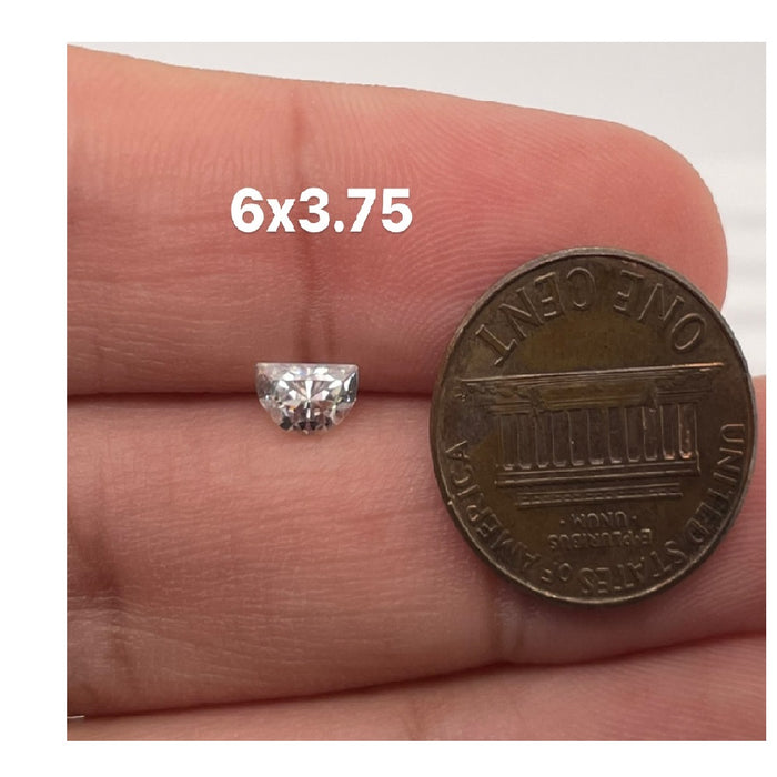 Lab Created DEF Color Half Moon Cut White Moissanite