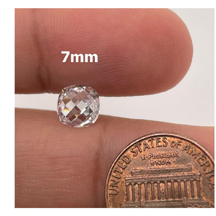 Lab Created DEF Color Cushion Rose Cut White Moissanite